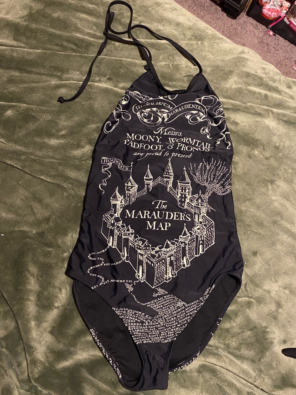 The Marauder's Map Black One-Piece Swimsuit